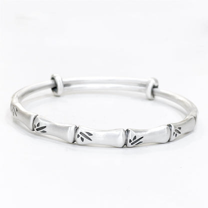 Chinese style bamboo leaf sterling silver bracelet - jewelry - weilin.com