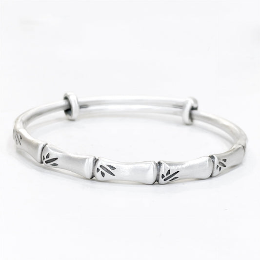 Chinese style bamboo leaf sterling silver bracelet - jewelry - weilin.com