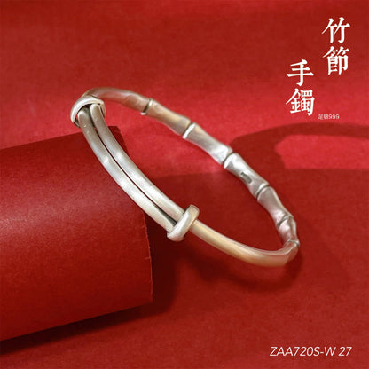Chinese style bamboo leaf sterling silver bracelet - jewelry - weilin.com