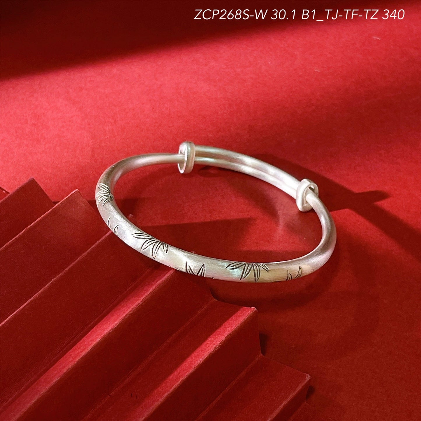 Chinese style bamboo leaf sterling silver bracelet - jewelry - weilin.com