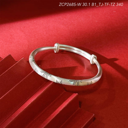 Chinese style bamboo leaf sterling silver bracelet - jewelry - weilin.com