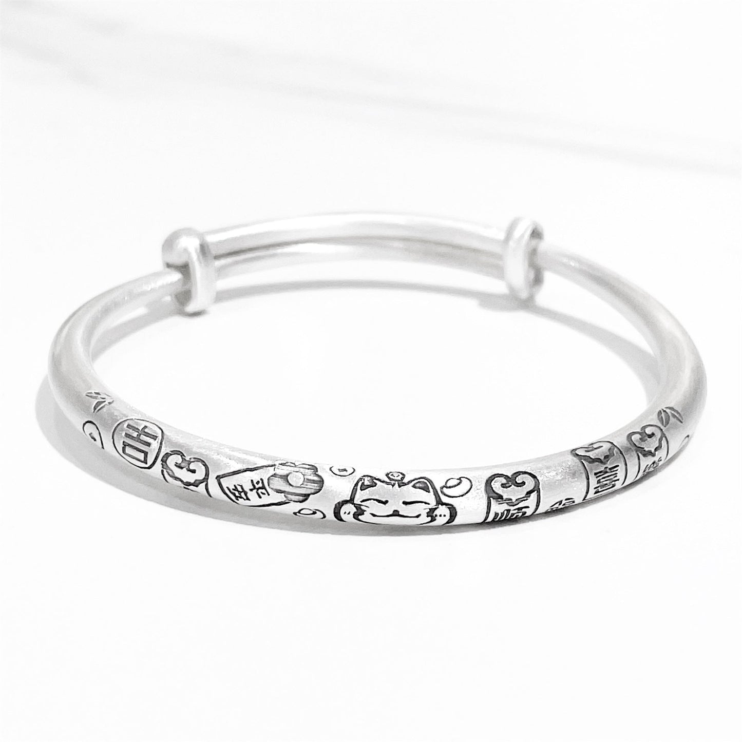 Chinese style bamboo leaf sterling silver bracelet - jewelry - weilin.com