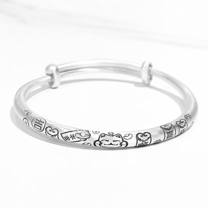 Chinese style bamboo leaf sterling silver bracelet - jewelry - weilin.com