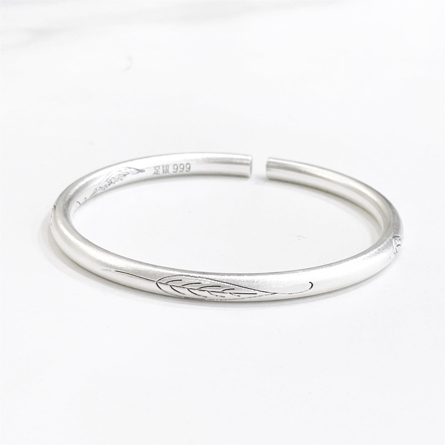 Chinese style bamboo leaf sterling silver bracelet - jewelry - weilin.com