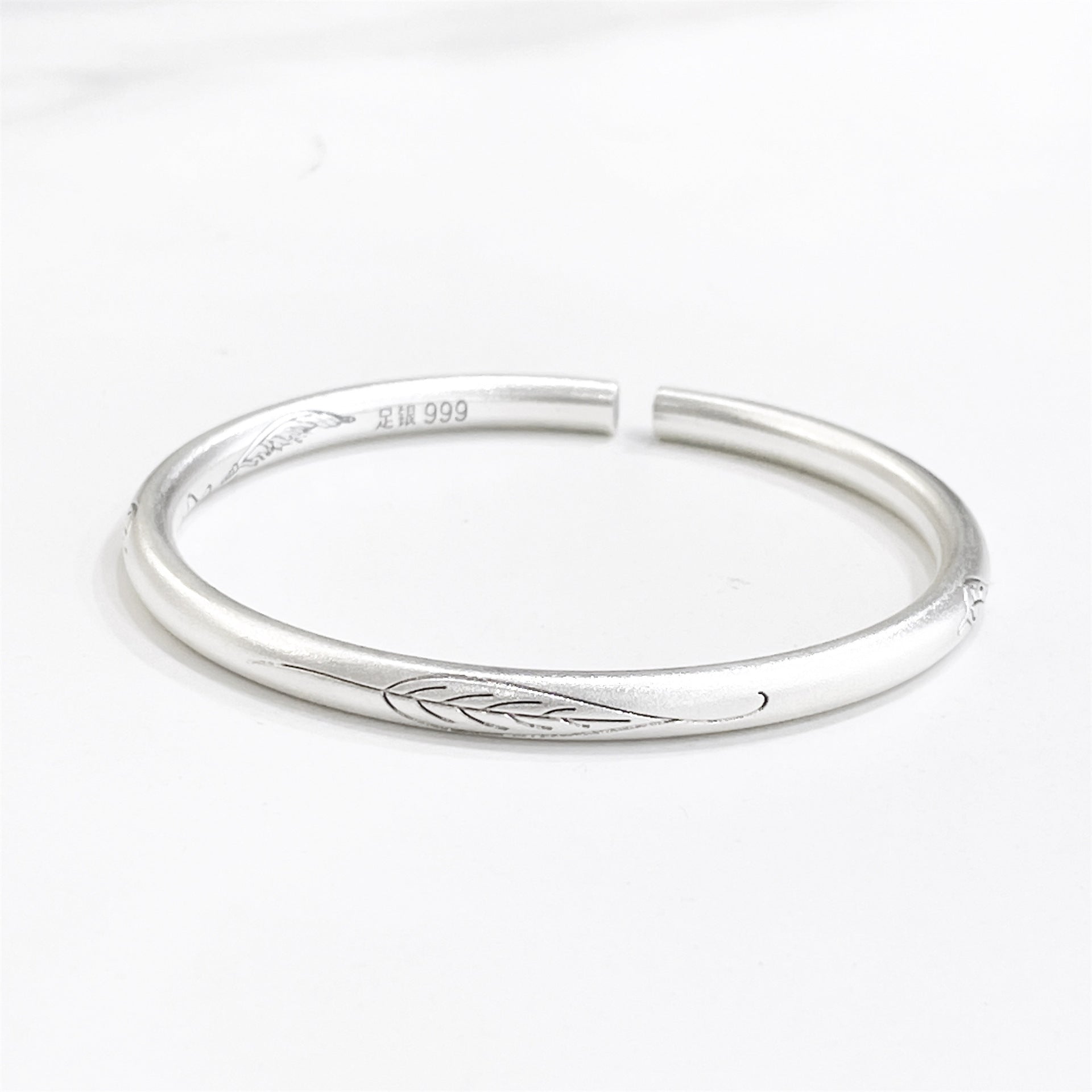 Chinese style bamboo leaf sterling silver bracelet - jewelry - weilin.com