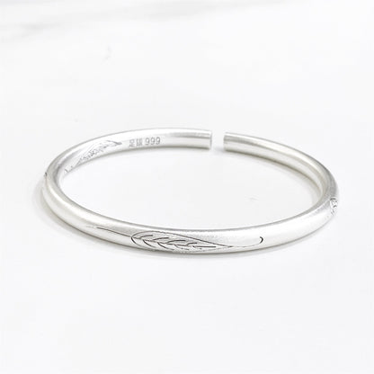 Chinese style bamboo leaf sterling silver bracelet - jewelry - weilin.com