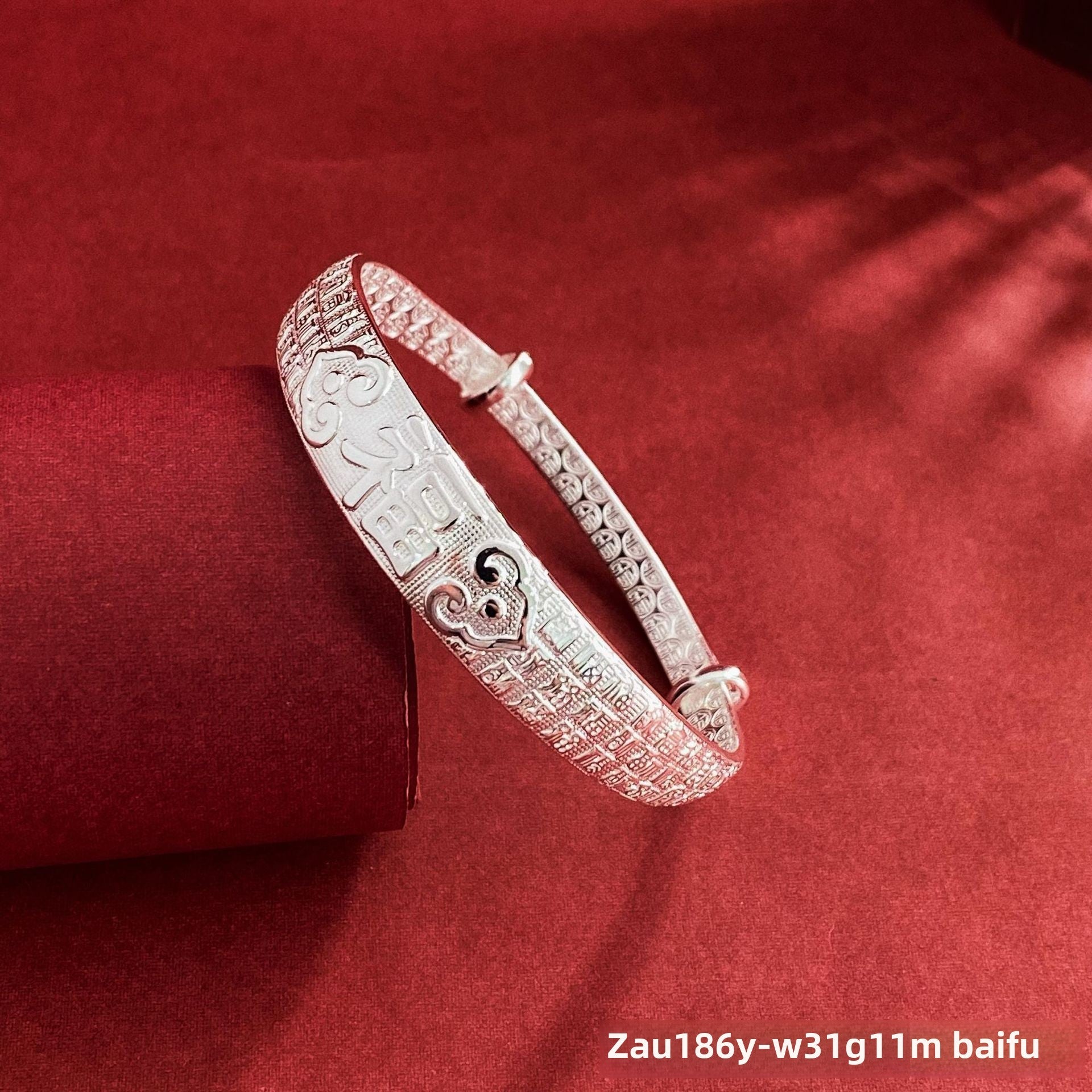 Chinese style blessing character sterling silver bracelet - jewelry - weilin.com