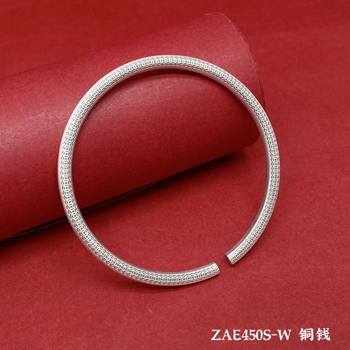 Chinese style blessing round stick sterling silver bracelet - jewelry - weilin.com