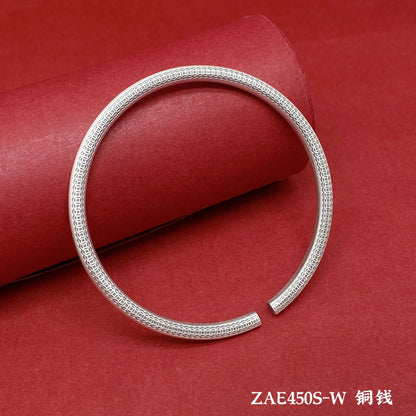 Chinese style blessing round stick sterling silver bracelet - jewelry - weilin.com