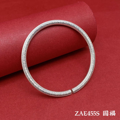 Chinese style blessing round stick sterling silver bracelet - jewelry - weilin.com