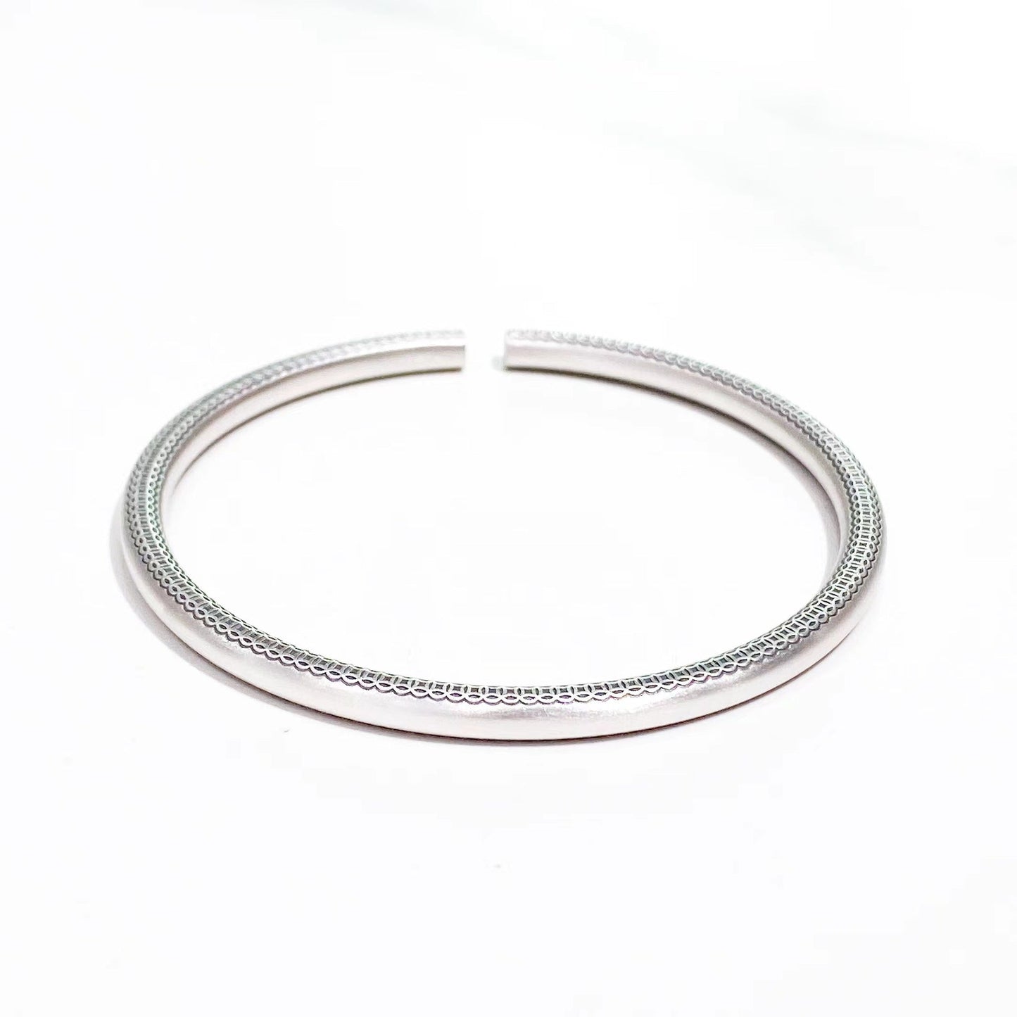 Chinese style blessing round stick sterling silver bracelet - jewelry - weilin.com