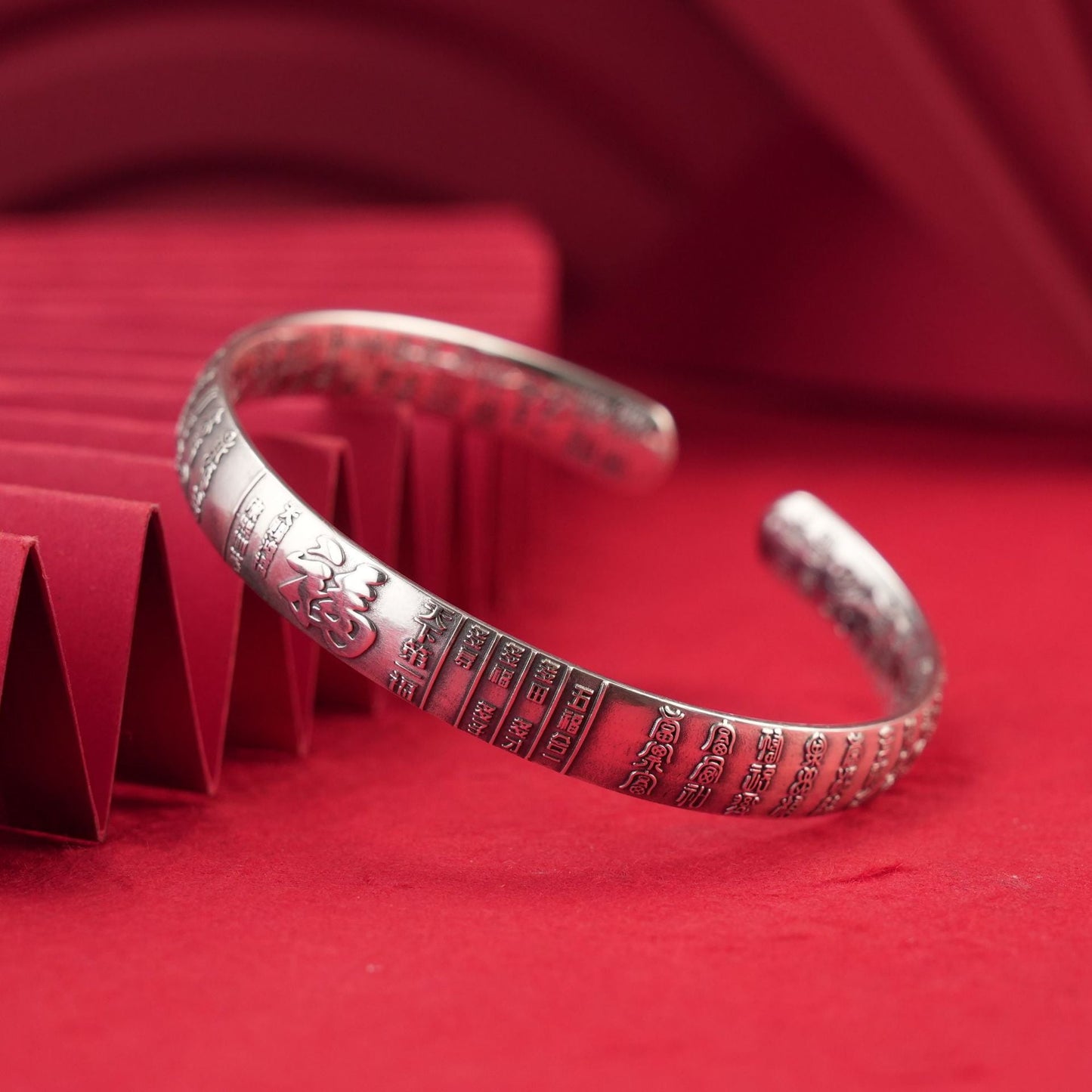 Chinese style blessing sterling silver bracelet - jewelry - weilin.com