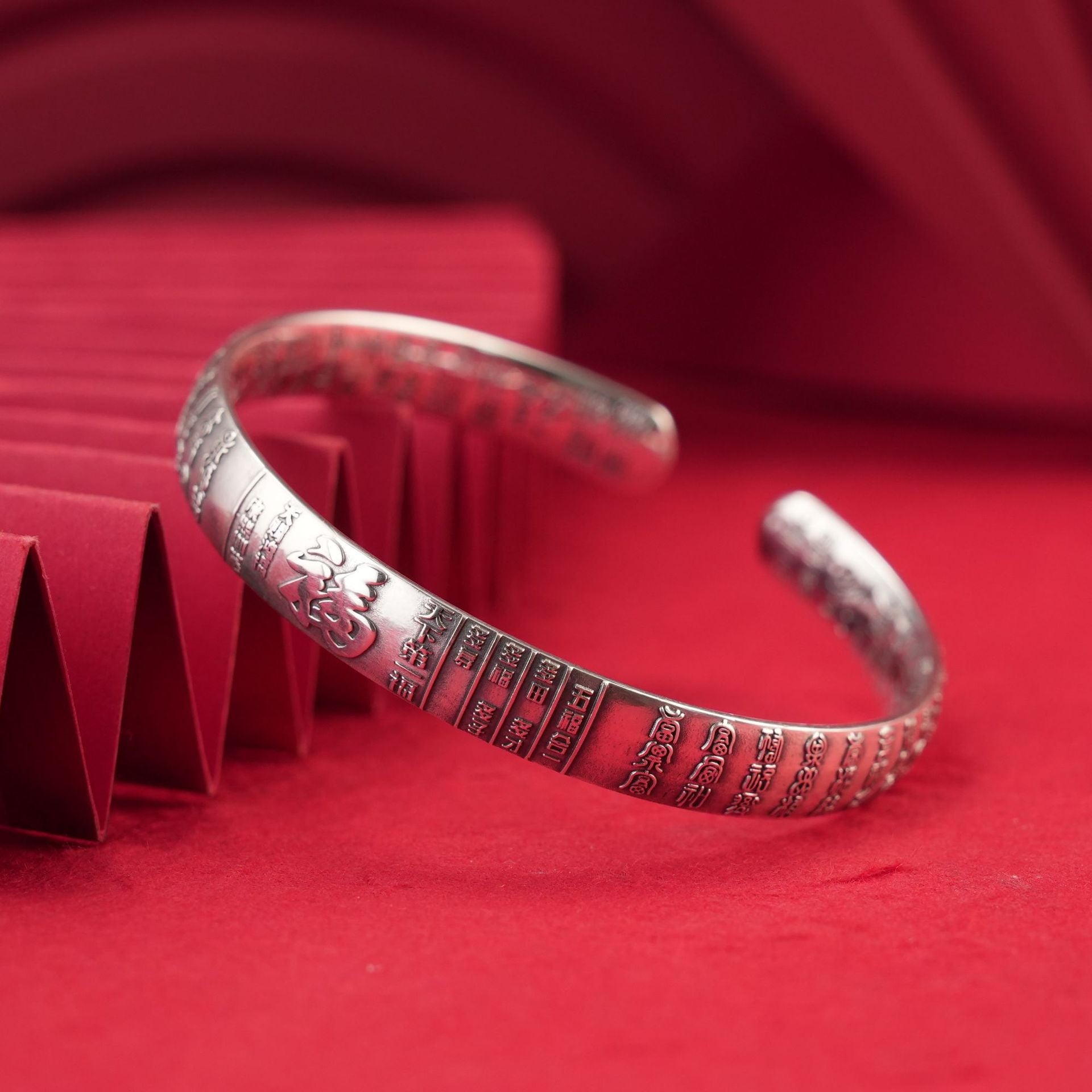 Chinese style blessing sterling silver bracelet - jewelry - weilin.com