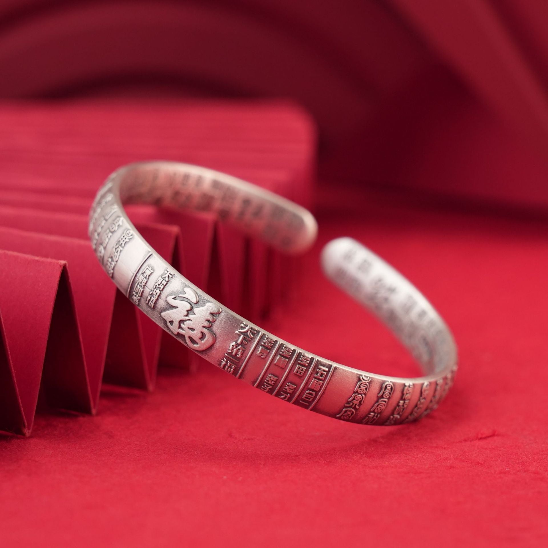 Chinese style blessing sterling silver bracelet - jewelry - weilin.com