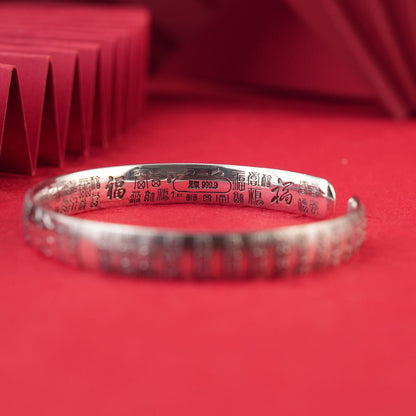 Chinese style blessing sterling silver bracelet - jewelry - weilin.com