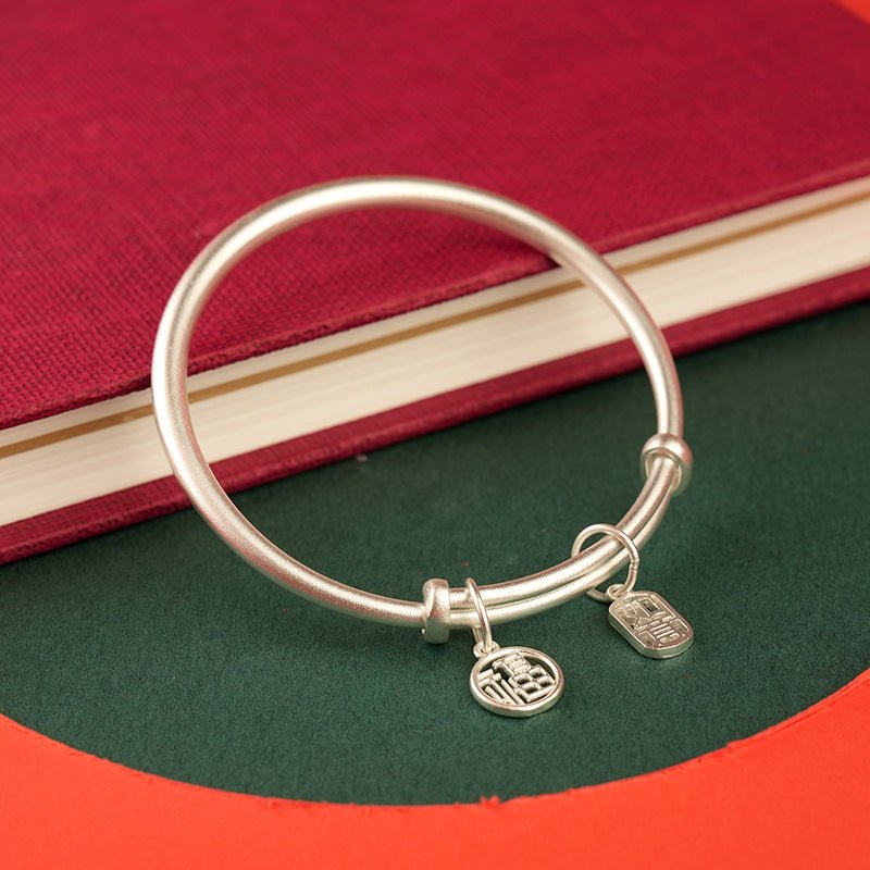 Chinese style blessing sterling silver bracelet - jewelry - weilin.com