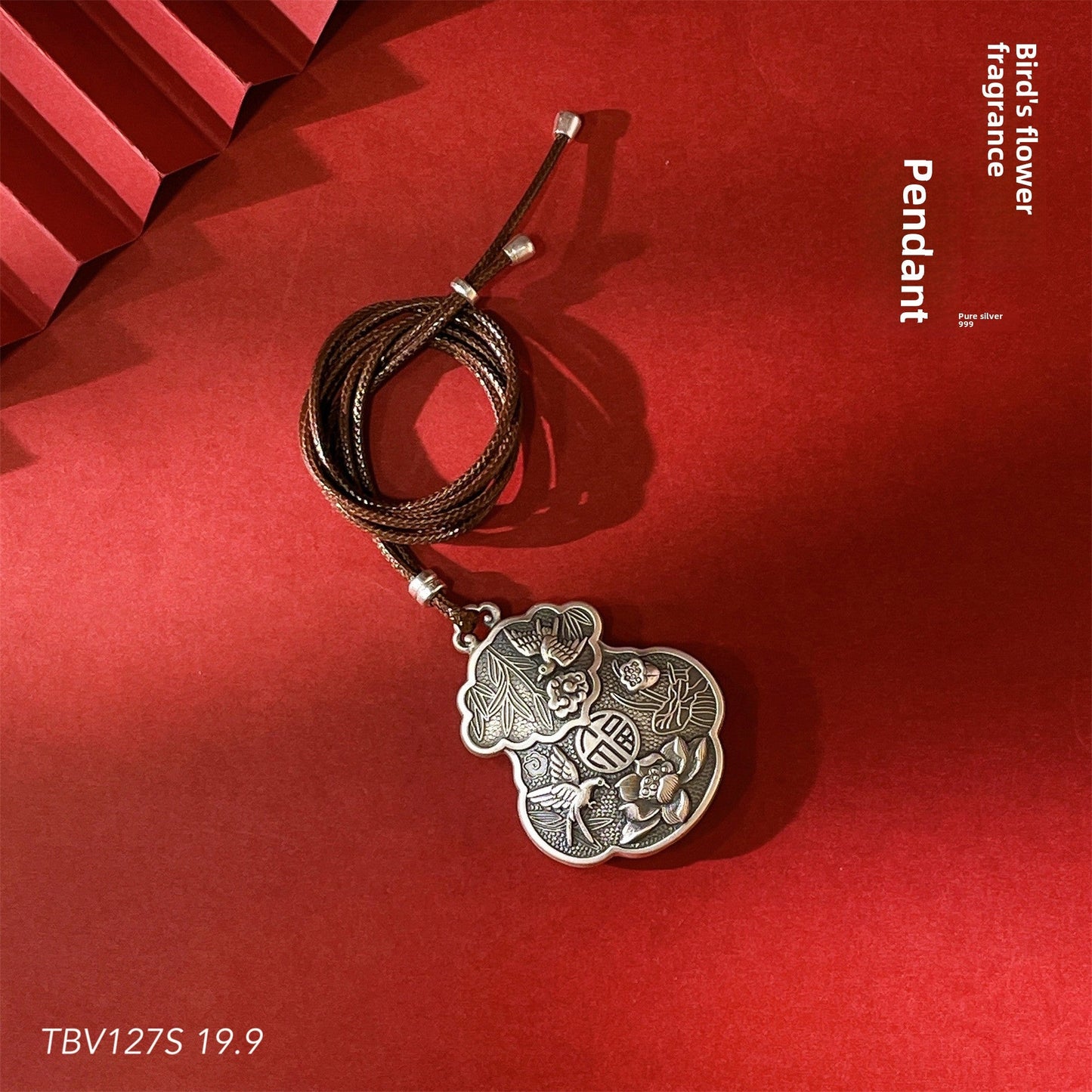 Chinese style blessing sterling silver pendant necklace - jewelry - weilin.com