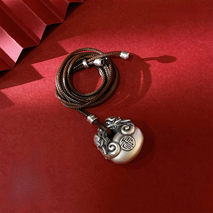 Chinese style blessing sterling silver pendant sweater chain - jewelry - weilin.com