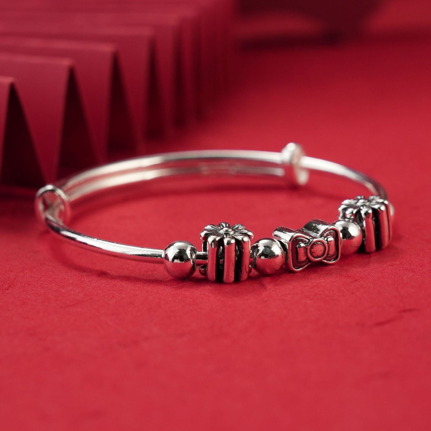 Chinese style bow sterling silver bracelet - jewelry - weilin.com