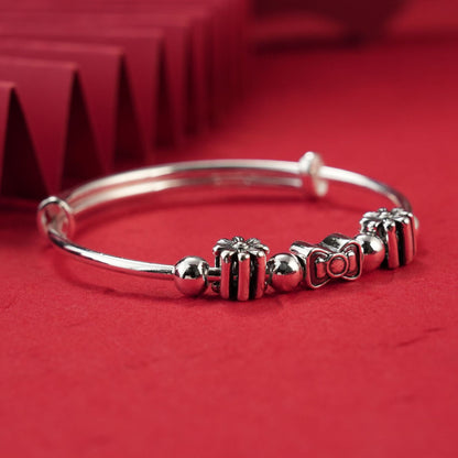 Chinese style bow sterling silver bracelet - jewelry - weilin.com