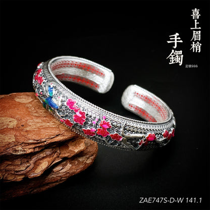 Chinese style braided sterling silver bracelet - jewelry - weilin.com
