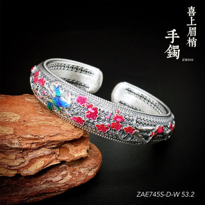 Chinese style braided sterling silver bracelet - jewelry - weilin.com