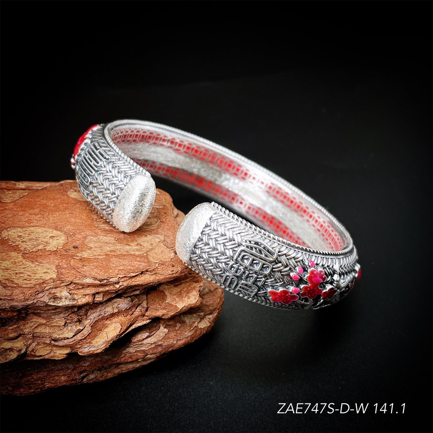 Chinese style braided sterling silver bracelet - jewelry - weilin.com
