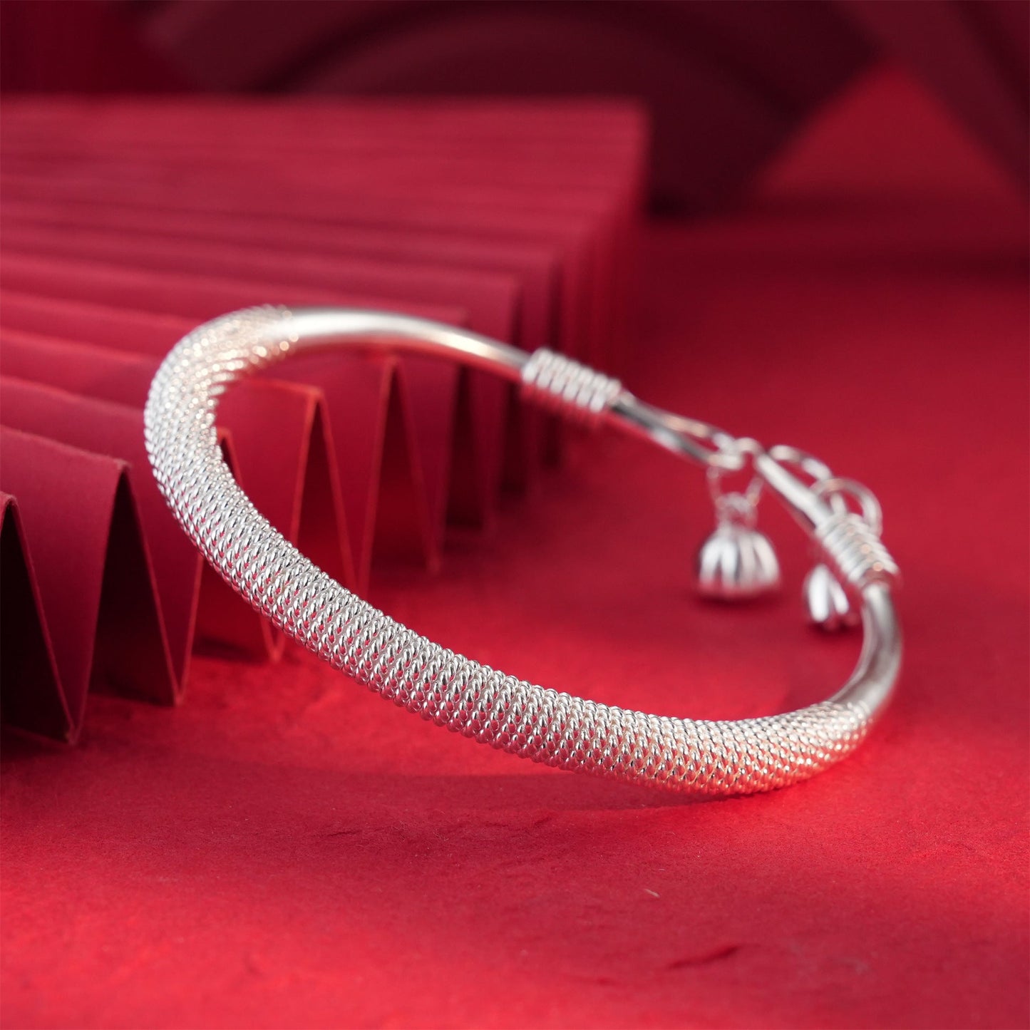 Chinese style braided sterling silver bracelet - jewelry - weilin.com