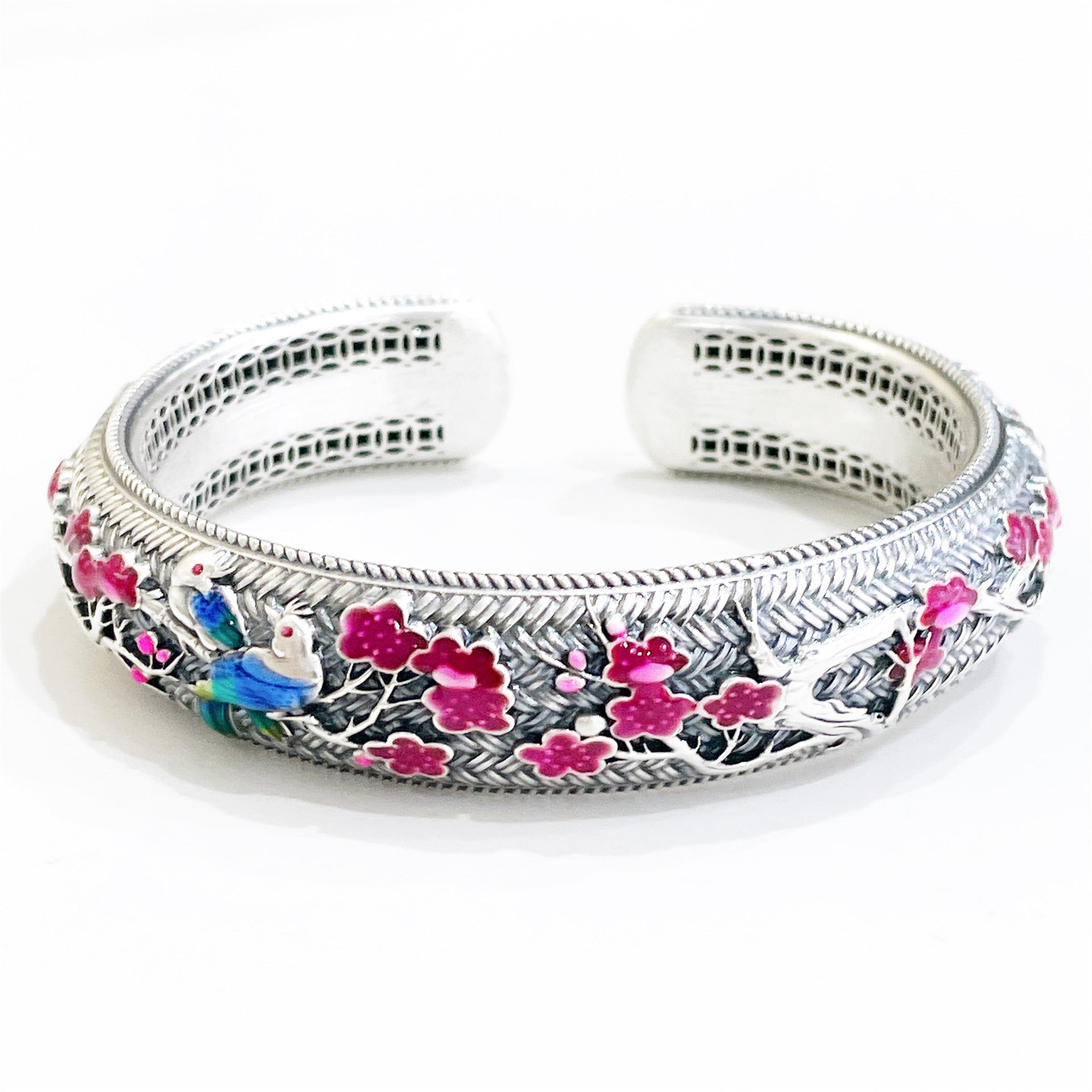 Chinese style braided sterling silver bracelet - jewelry - weilin.com