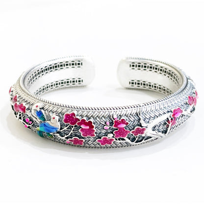 Chinese style braided sterling silver bracelet - jewelry - weilin.com