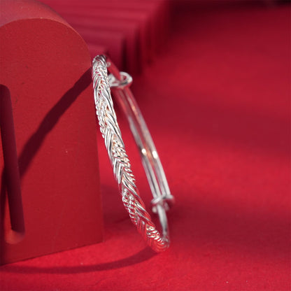 Chinese style braided twisted hemp sterling silver bracelet - jewelry - weilin.com