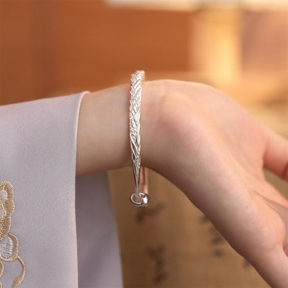 Chinese style braided twisted hemp sterling silver bracelet - jewelry - weilin.com