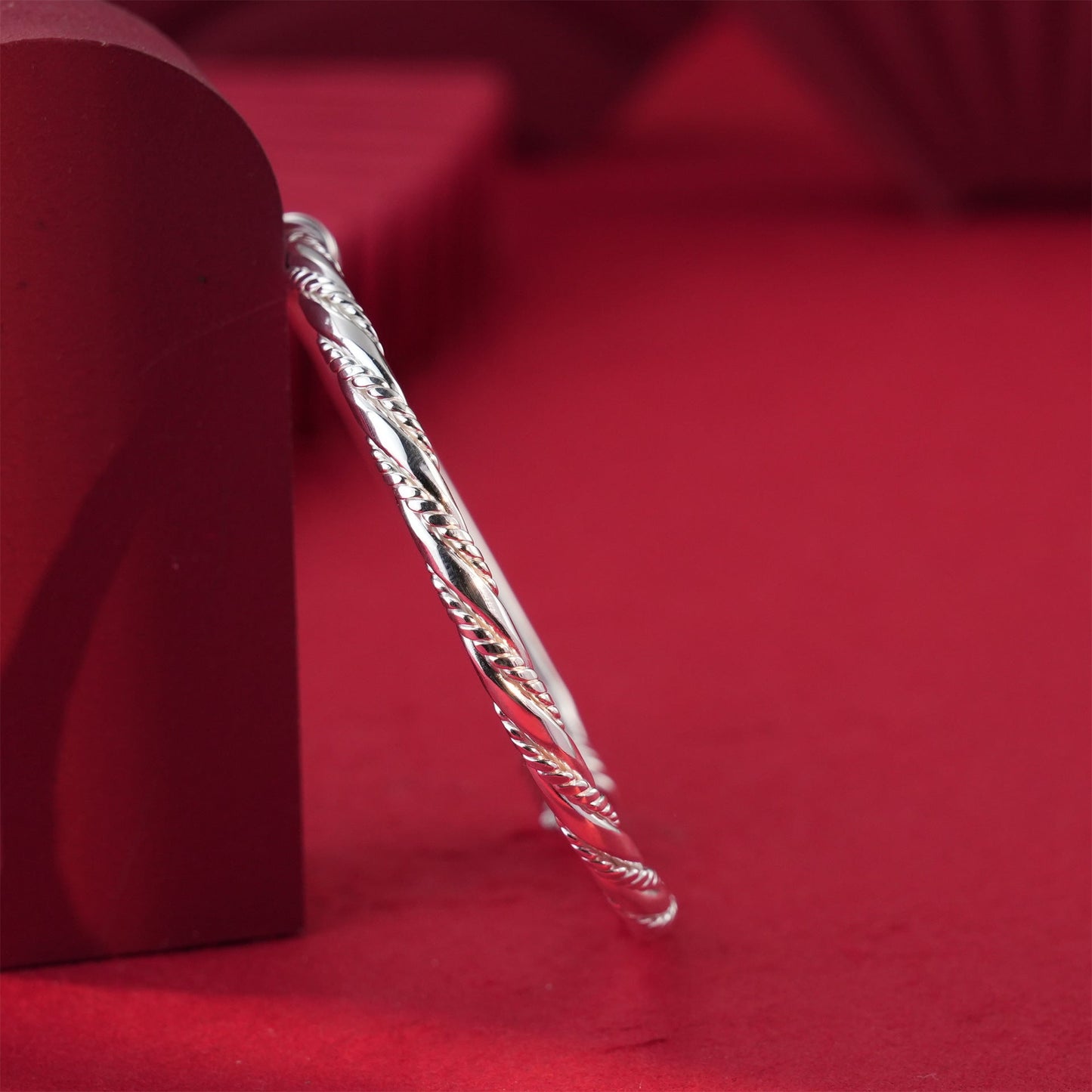 Chinese style braided twisted sterling silver bracelet - jewelry - weilin.com