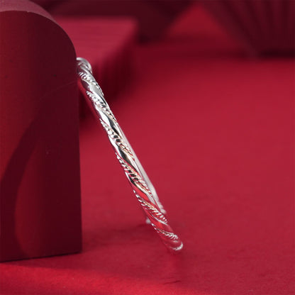 Chinese style braided twisted sterling silver bracelet - jewelry - weilin.com