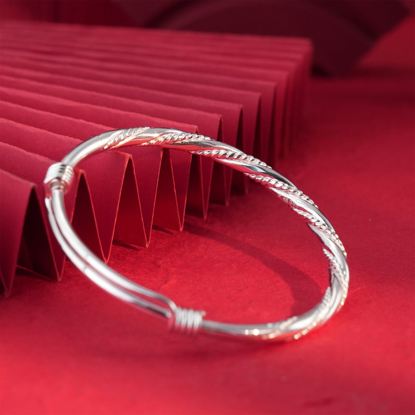 Chinese style braided twisted sterling silver bracelet - jewelry - weilin.com