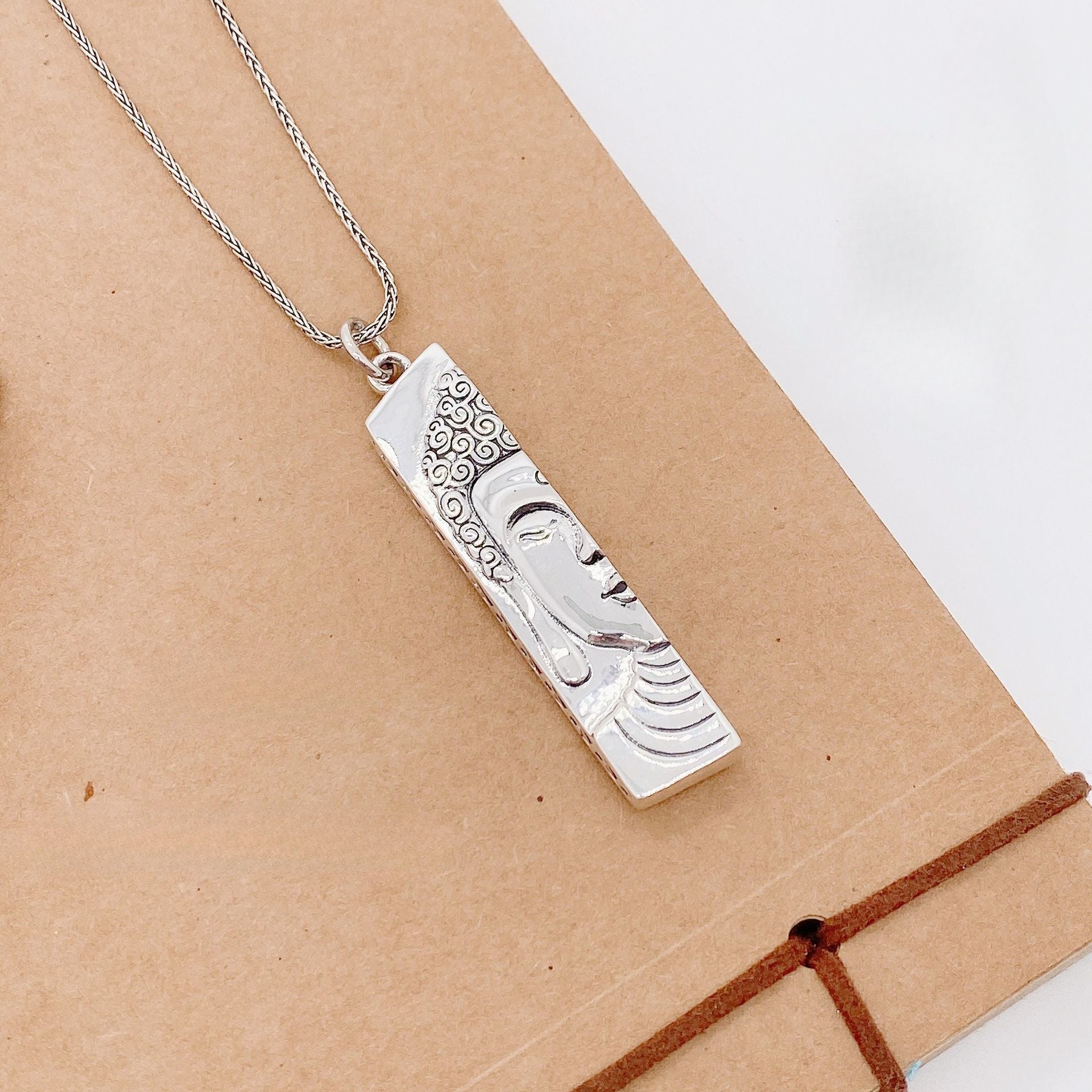 Chinese style Buddha statue sterling silver pendant - jewelry - weilin.com