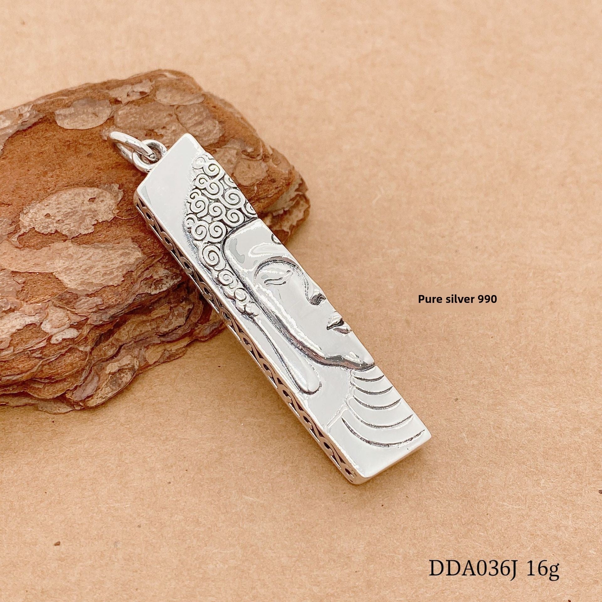 Chinese style Buddha statue sterling silver pendant - jewelry - weilin.com