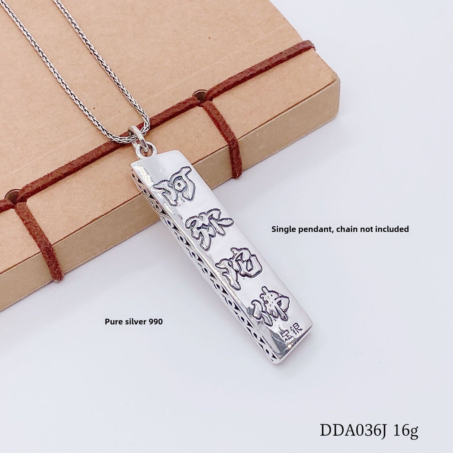 Chinese style Buddha statue sterling silver pendant - jewelry - weilin.com