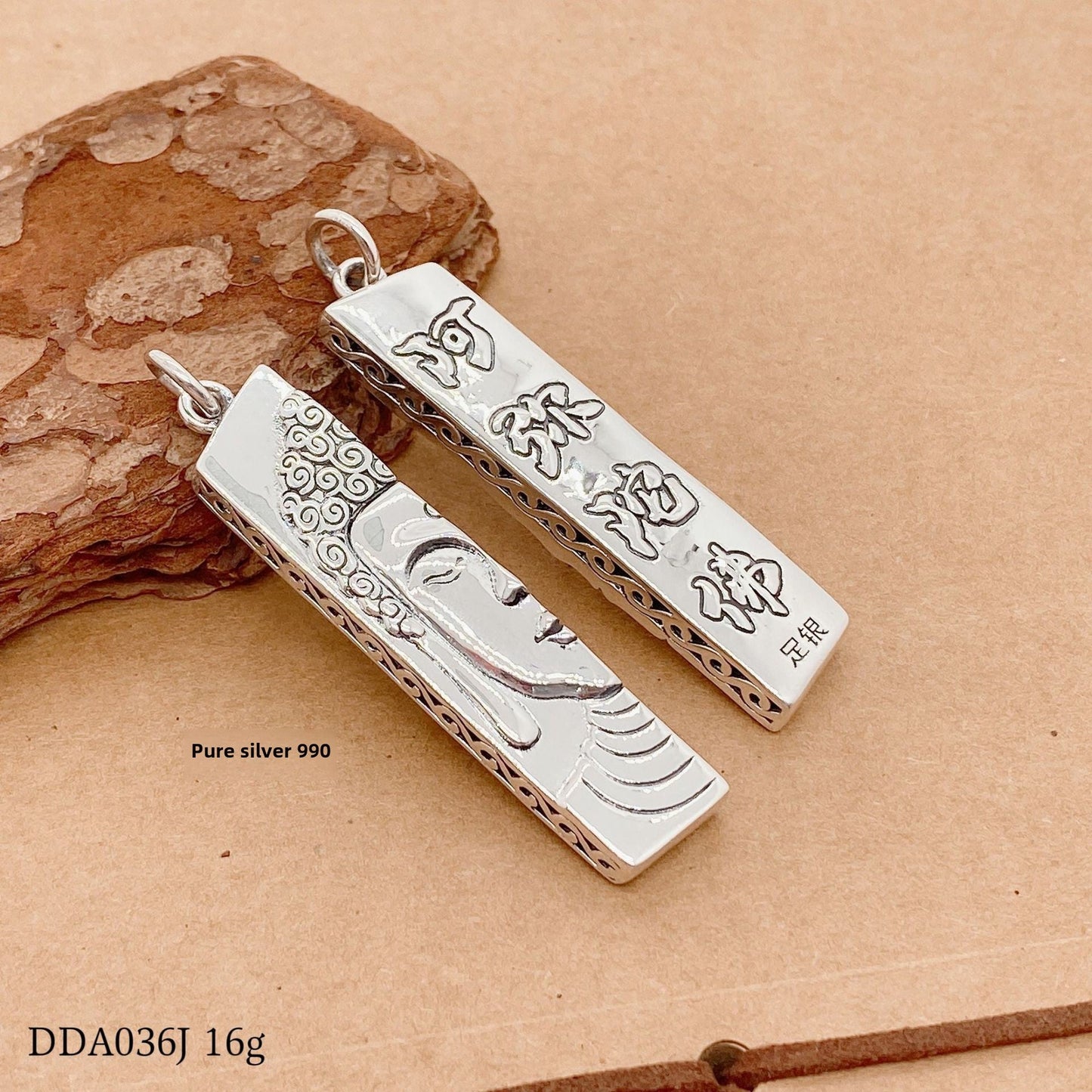 Chinese style Buddha statue sterling silver pendant - jewelry - weilin.com