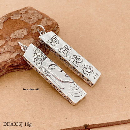 Chinese style Buddha statue sterling silver pendant - jewelry - weilin.com
