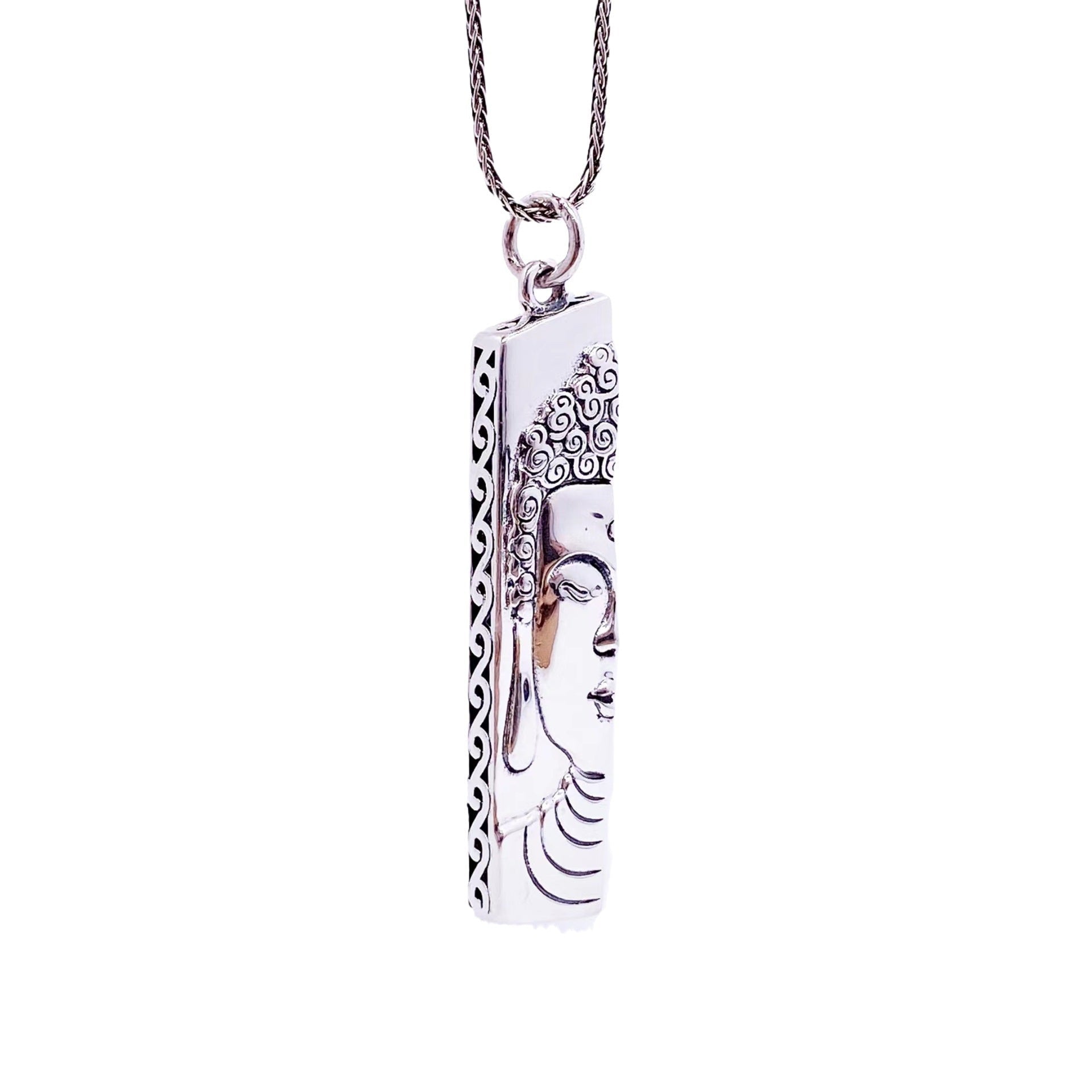 Chinese style Buddha statue sterling silver pendant - jewelry - weilin.com