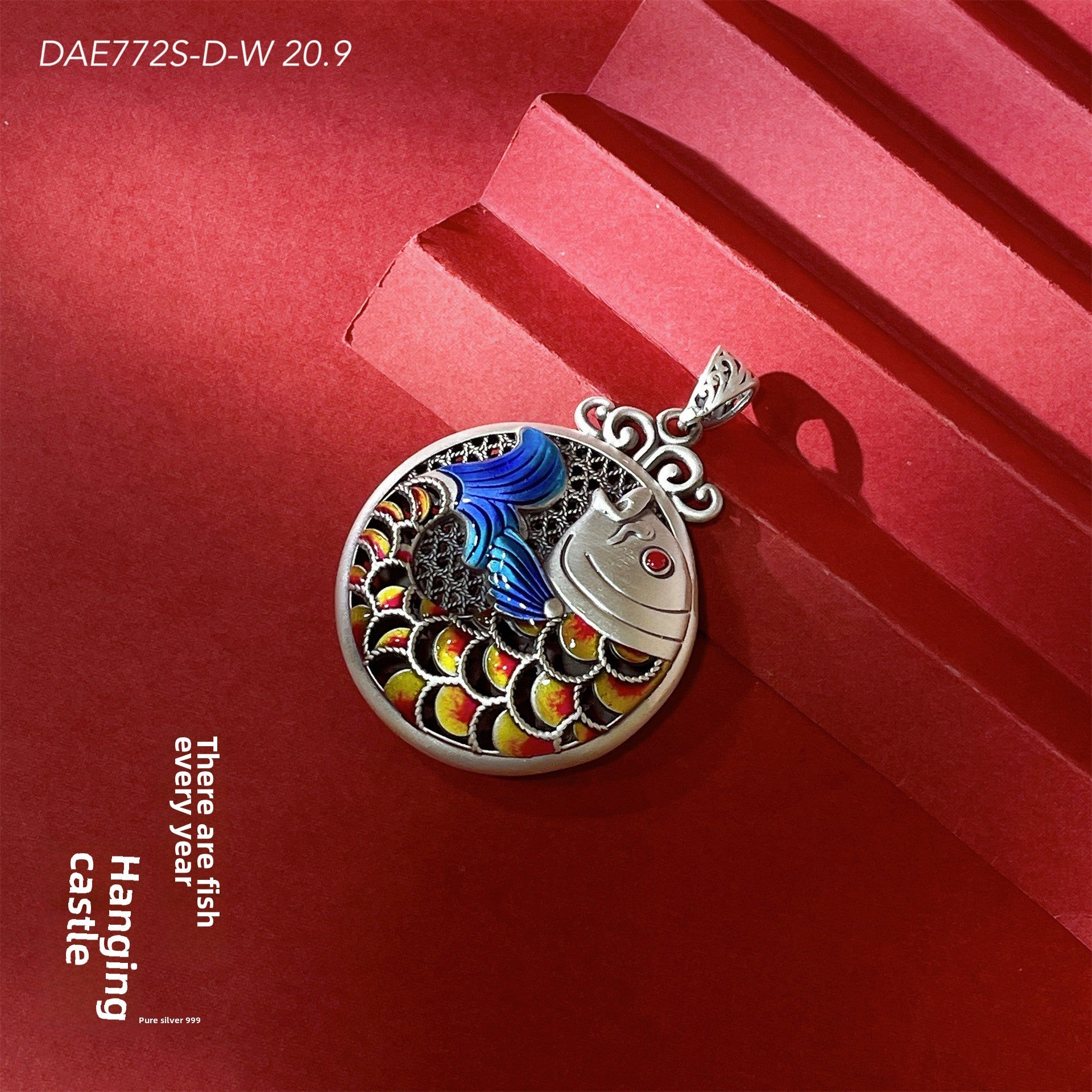 Chinese style catfish sterling silver pendant - jewelry - weilin.com