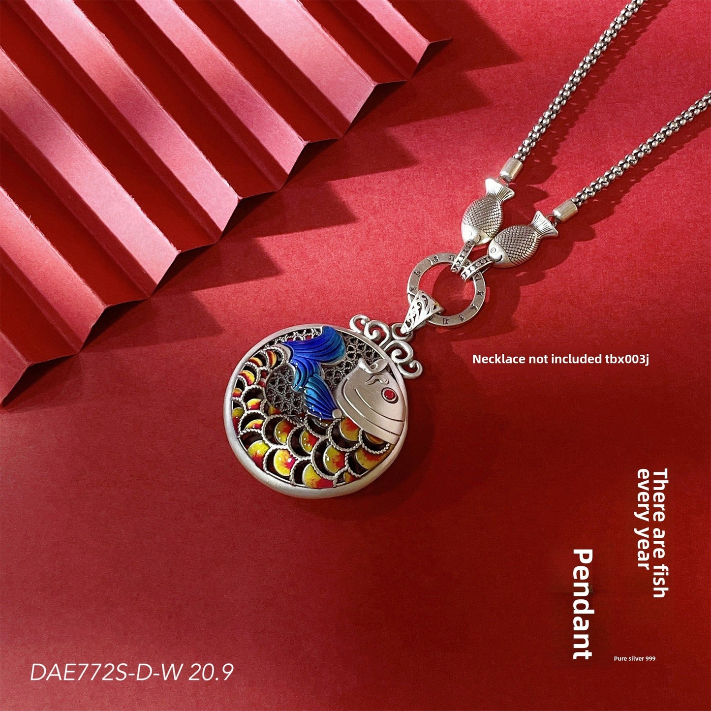 Chinese style catfish sterling silver pendant - jewelry - weilin.com