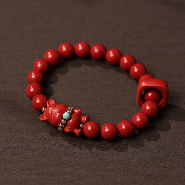 Chinese style cinnabar red sand bracelet violent bear Chinese style bracelet - jewelry - weilin.com