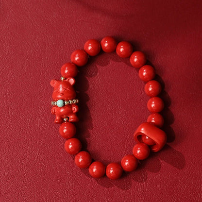 Chinese style cinnabar red sand bracelet violent bear Chinese style bracelet - jewelry - weilin.com