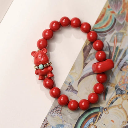 Chinese style cinnabar red sand bracelet violent bear Chinese style bracelet - jewelry - weilin.com