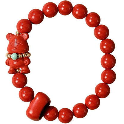 Chinese style cinnabar red sand bracelet violent bear Chinese style bracelet - jewelry - weilin.com