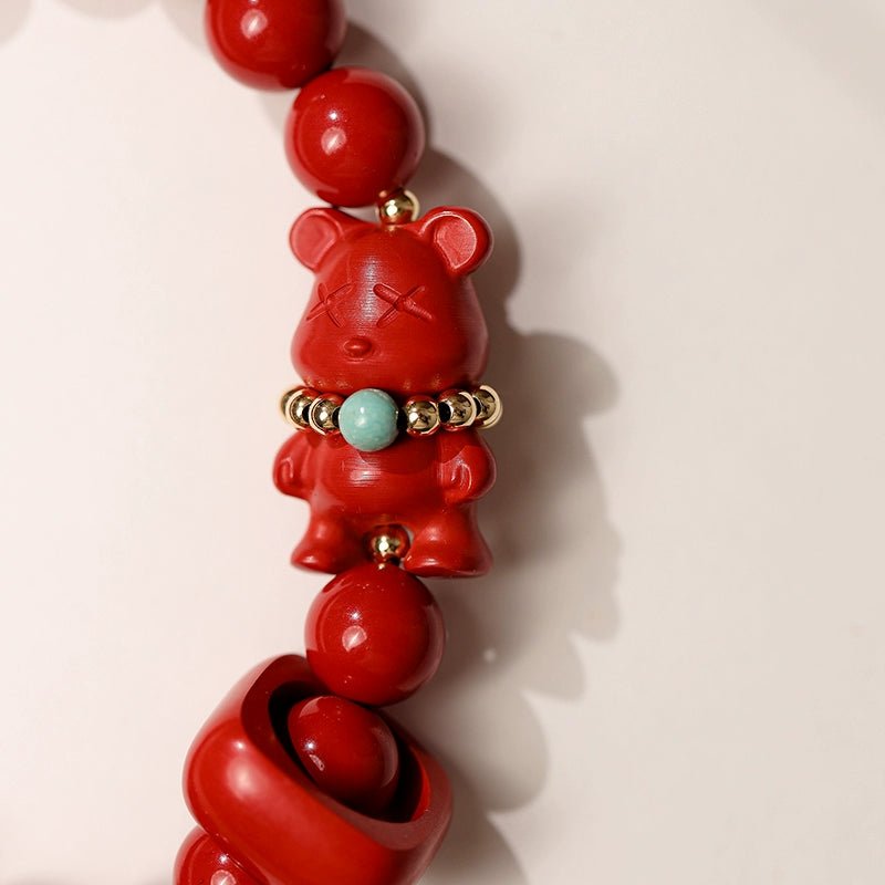 Chinese style cinnabar red sand bracelet violent bear Chinese style bracelet - jewelry - weilin.com