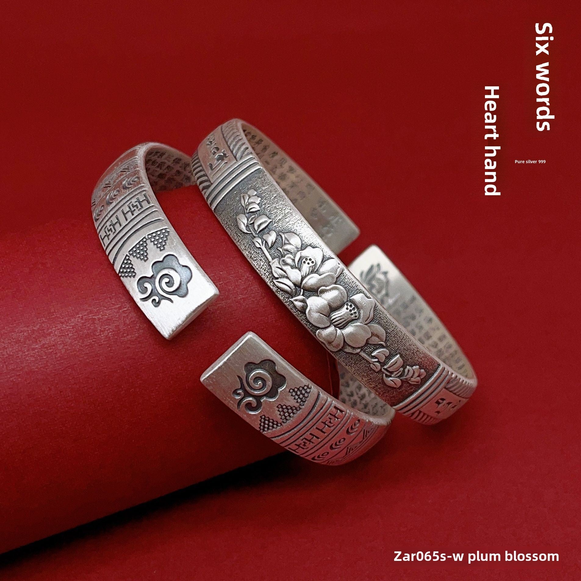 Chinese style cloud pattern sterling silver bracelet - jewelry - weilin.com
