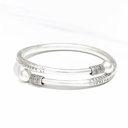 Chinese style cross bead sterling silver bracelet - jewelry - weilin.com